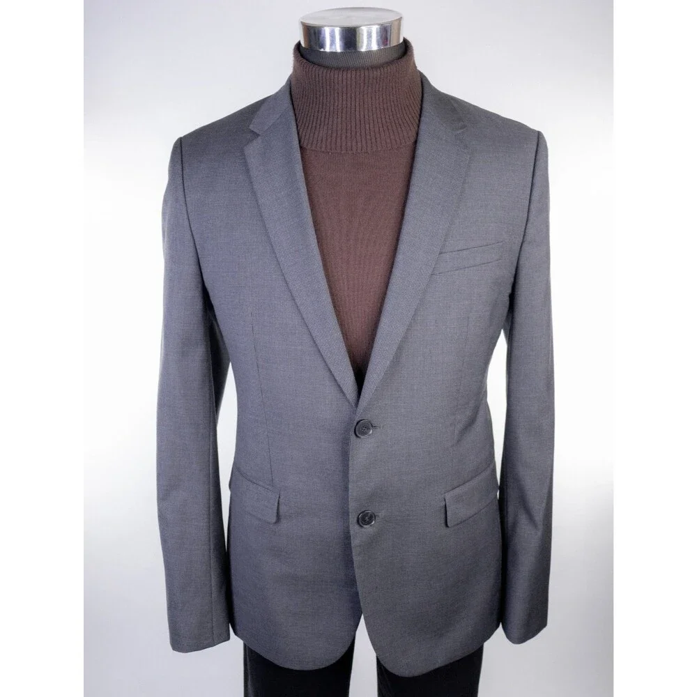 BOSS Hugo Boss Suit Jacket Sport Coat Blazer Sz 40R Houndstooth Wool 2-Button